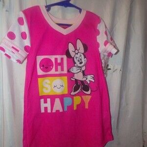 Disney Minnie Mouse Oh So Happy graphic knit dress size 4 bright pink